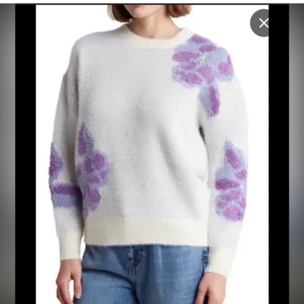 FRNCH Ulyssia Sweater in White and Purple NWOT size small